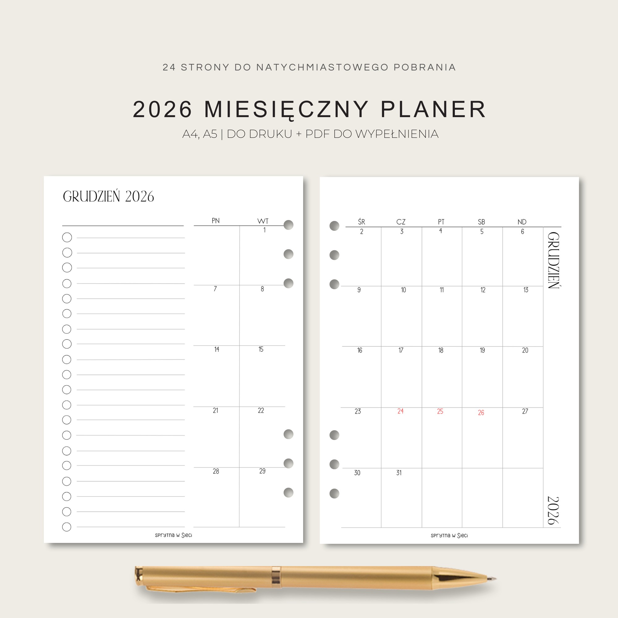 2026 MIESIĘCZNY PLANER